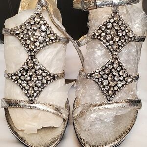 Silver Jeweled Women's Dress Sandals